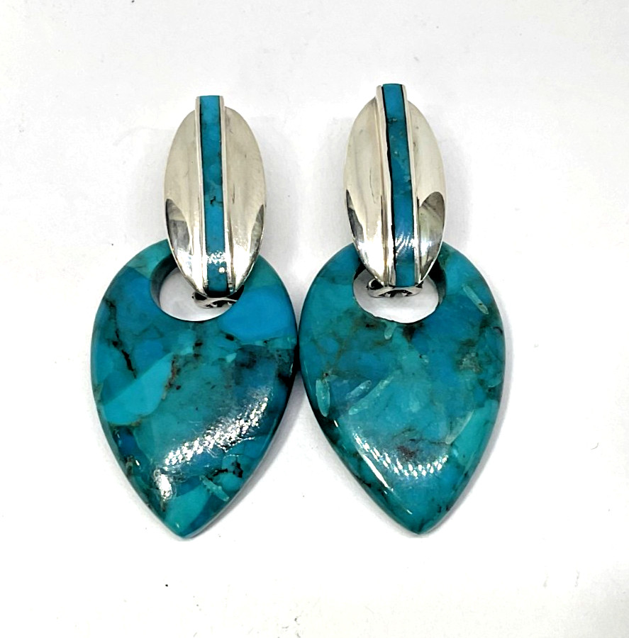 Jay King Interchangeable Sterling Silver Turquoise Onyx Mother Of Pearl Earrings