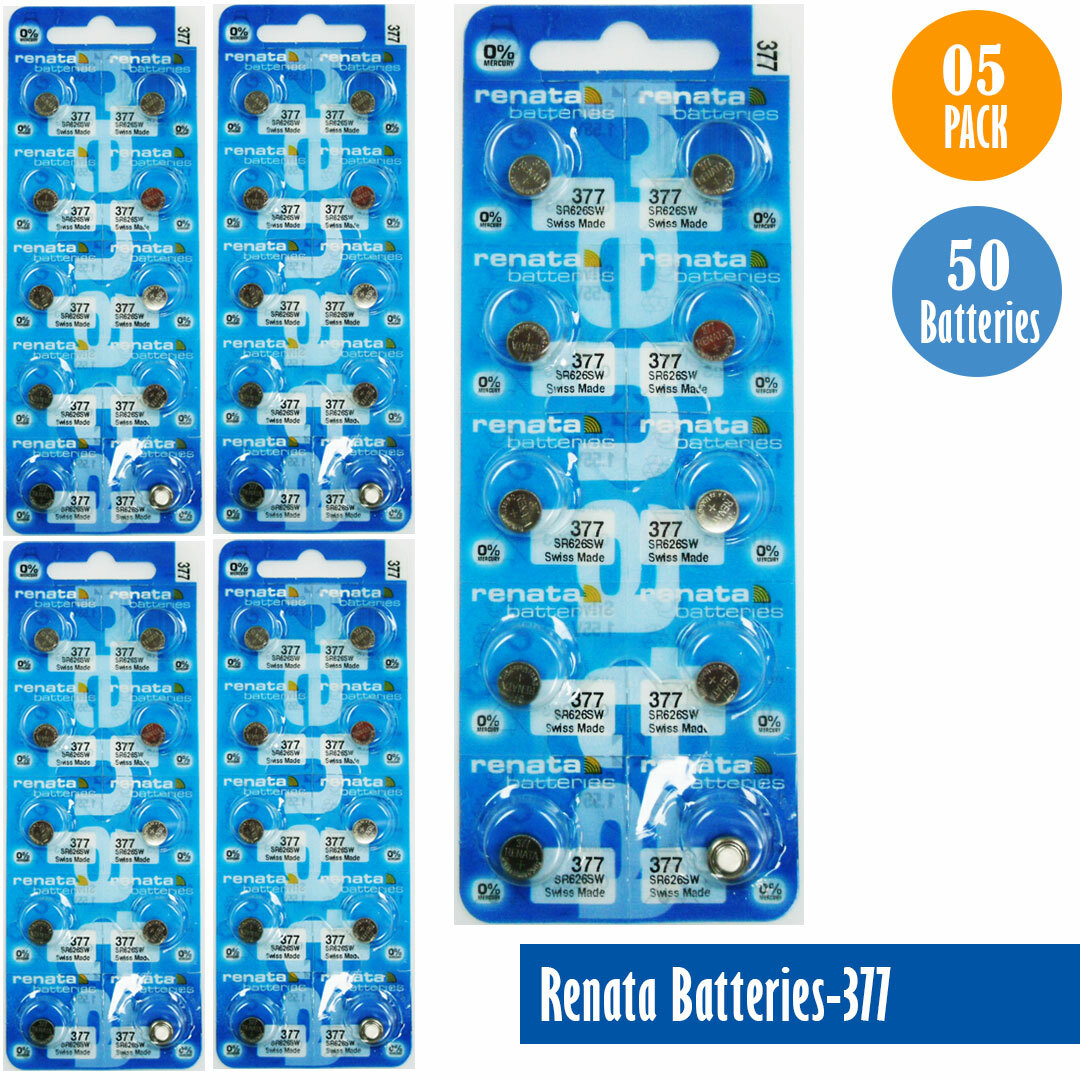 Renata 377 Watch Cell Batteries SR626SW, SWISS MADE Pack of 10 to 100