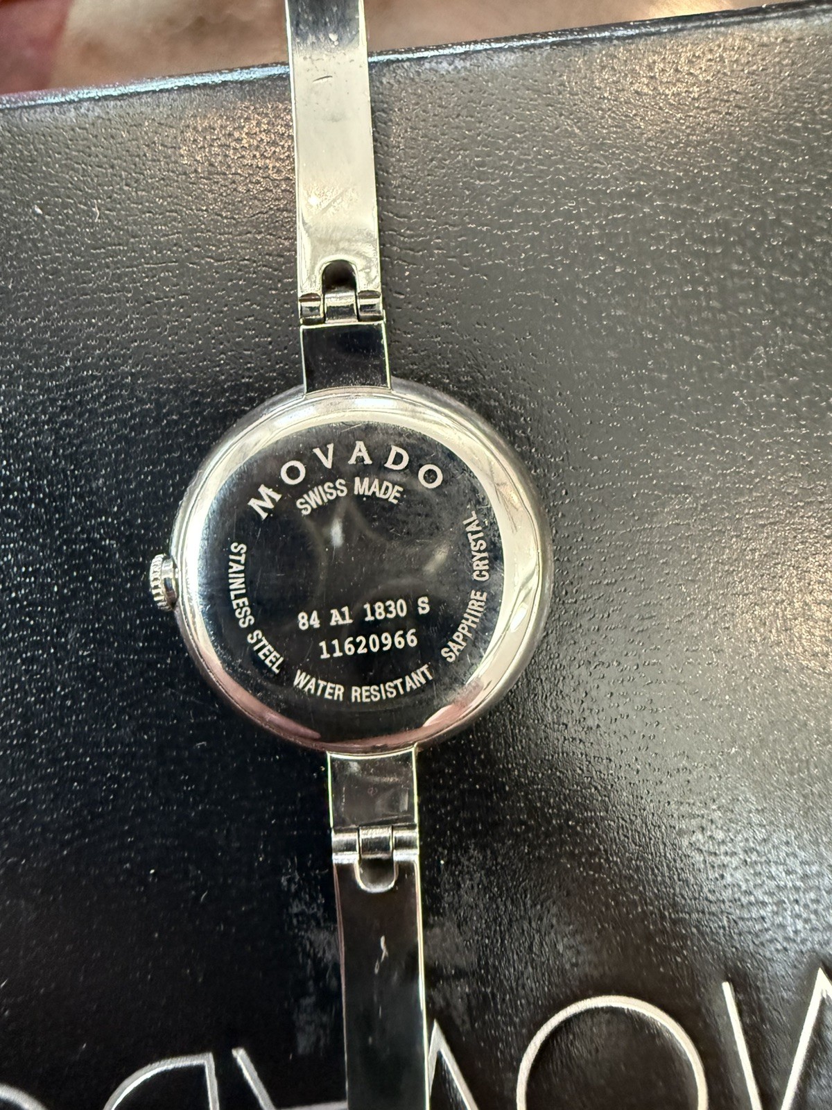 Movado 84 A1 1830 S Women’s Swiss Black Museum Diamond Bangle Watch in Box