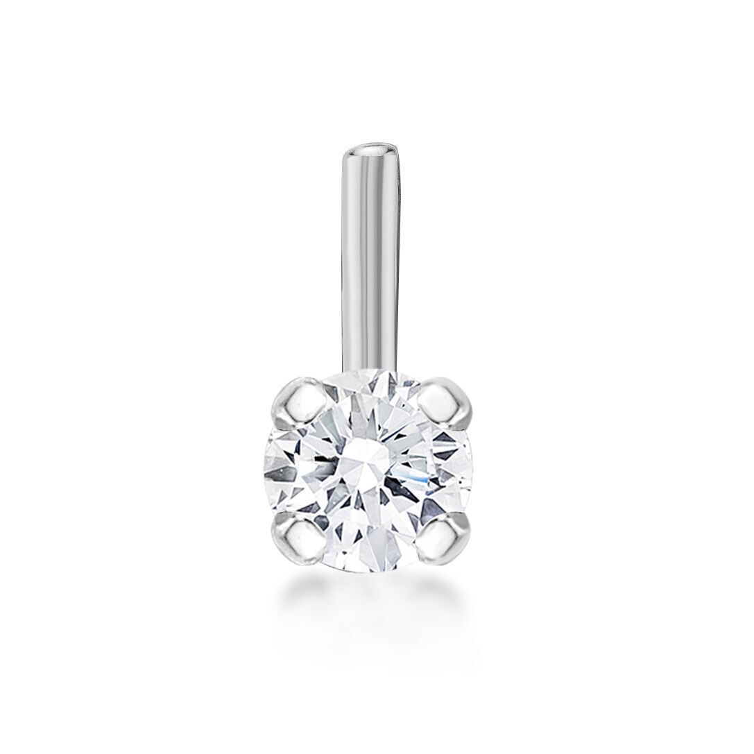 14K White Gold L-Shaped Nose Ring With 0.07 CTTW Lab Grown Diamond – 20 Gauge