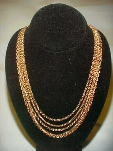 1 VINTAGE COPPER COATED STEEL GRADUATED BIB STYLE 5 CHAIN 18″ NECKLACE N53