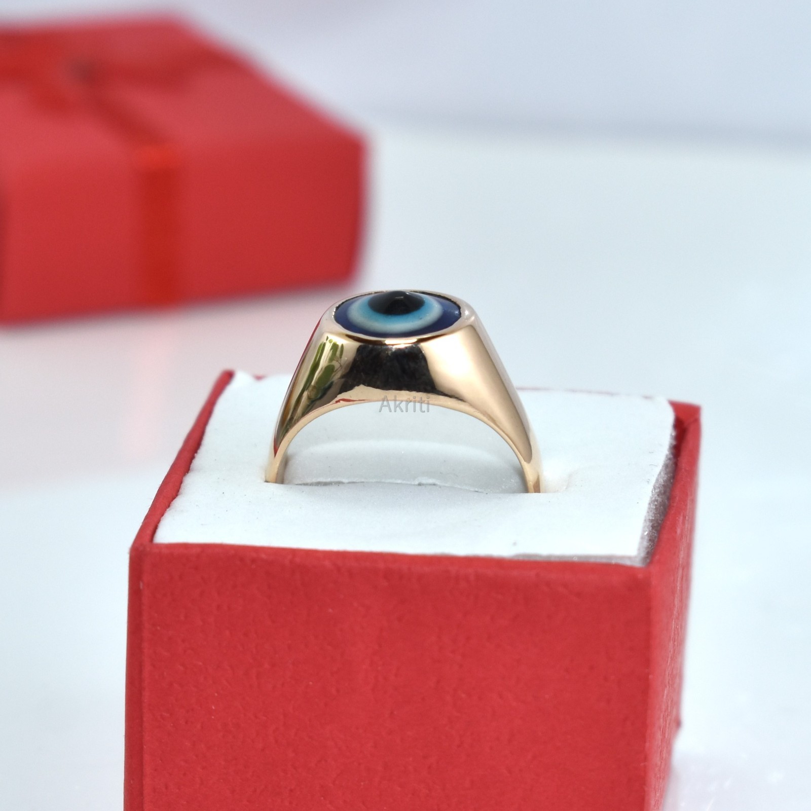 Protective Evil Eye Copper Handmade Signet Men’s Ring Traditional Skill Artist