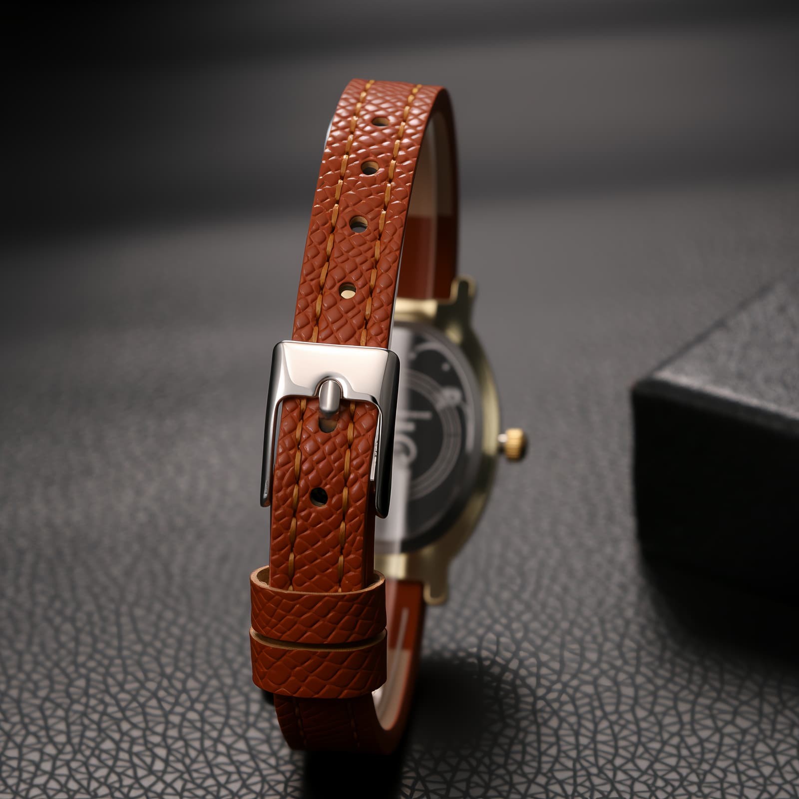 Women’s Oval PU Leather Band Dot Dial Wrist Watch for Casual Everyday Fashion