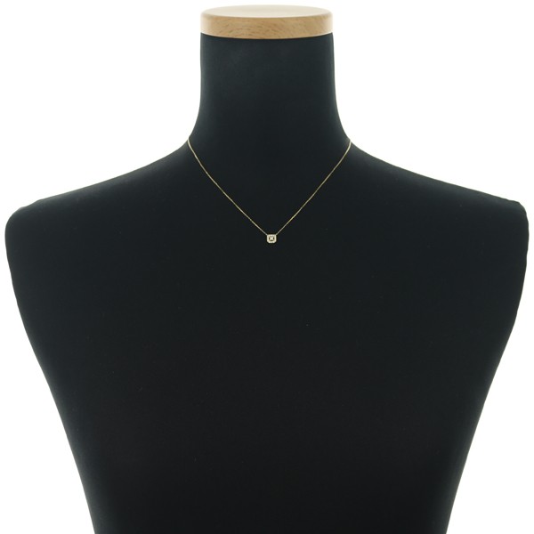 Auth AHKAH Necklace Diamond 0.09ct Tina Coffret 18K 750 Yellow Gold