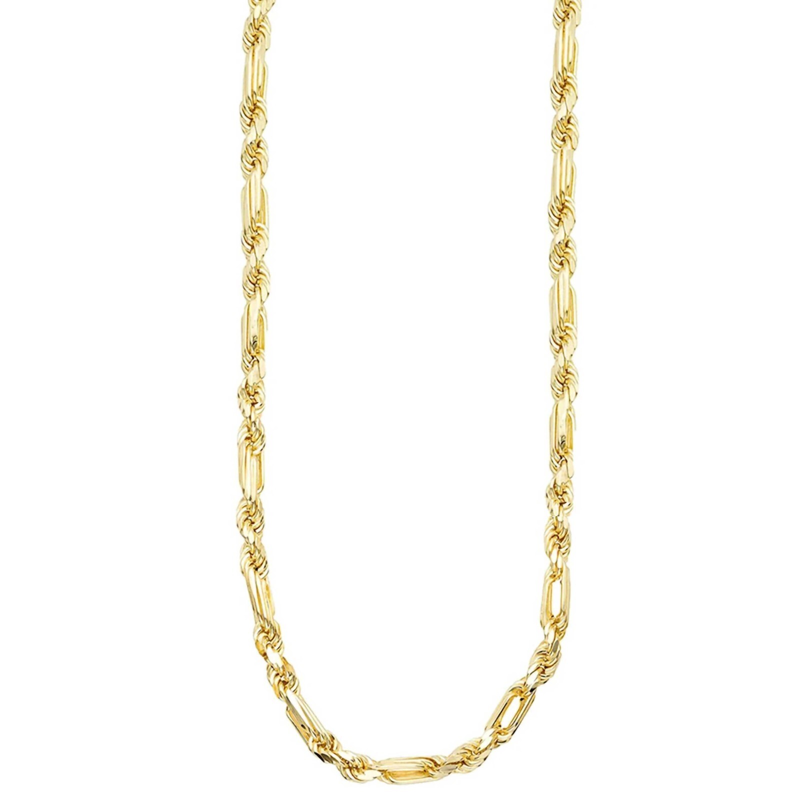 14k Solid Gold Figarope Necklace,Real Gold Figaro Chain, Mens chain, Thick Chain
