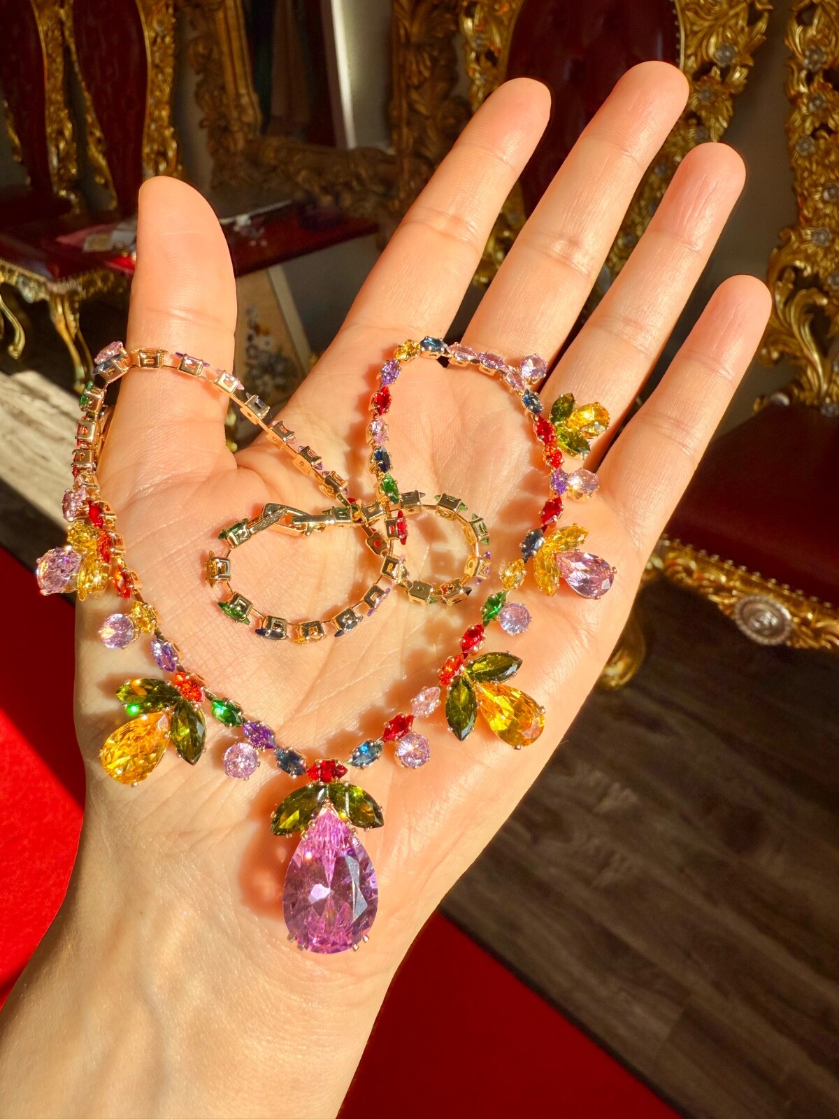 Summer Multicolour Gemstone Necklace Jewelry Luxury Gift For Her, Comes With Box