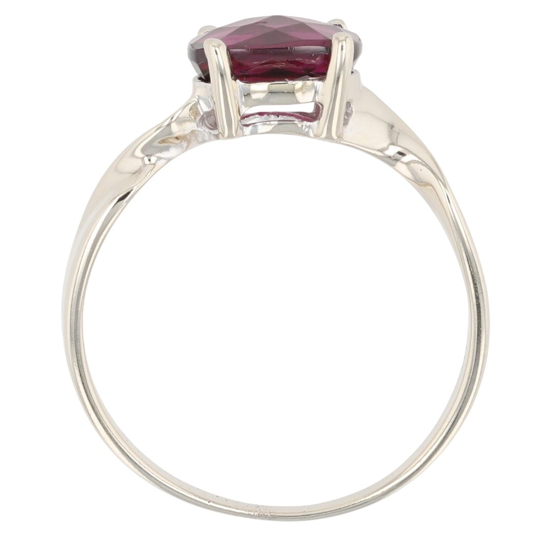 1.83ct Checkertop Cushion Cut Rhodolite Garnet Ring 14k White Gold Size 7.25