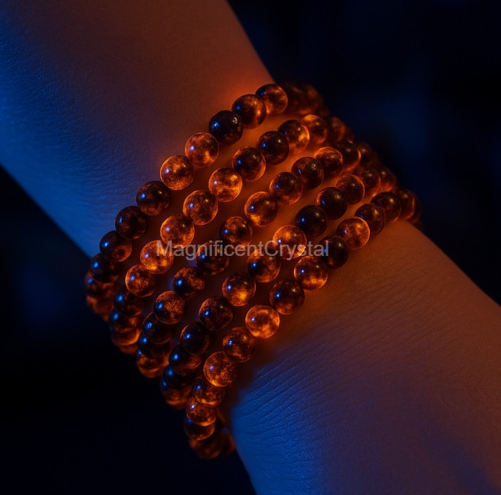 5pcs Yooperlite 4mm Beads UV Reactive Flame Stone Glowing Healing Reiki Bracelet