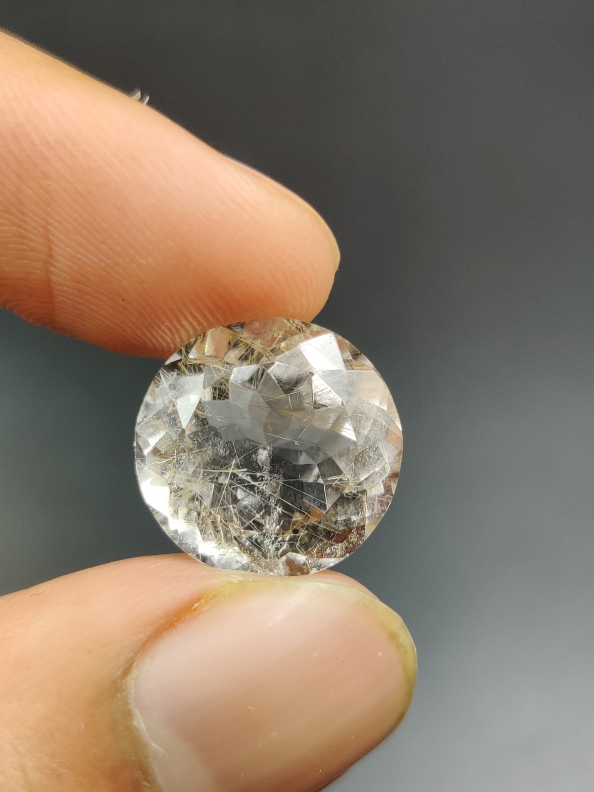 13.20 Ct Natural Rutilated Quartz Faceted Cut Round Gemstone 16mm W00232