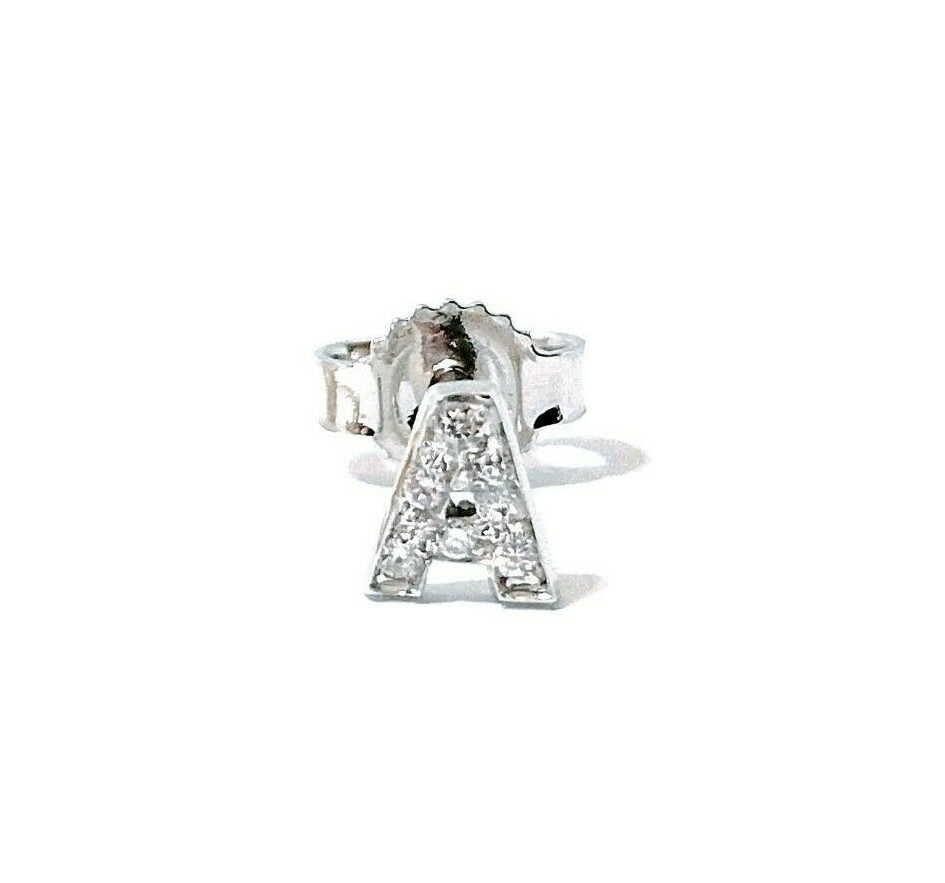 Orecchini lettera iniziale in Oro Bianco 18k con DIAMANTI