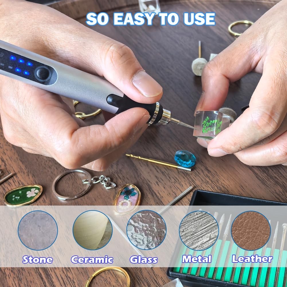 Mini Electric Engraving Pen – USB Rechargeable, 35 Bits, Cordless Rotary Tool fo