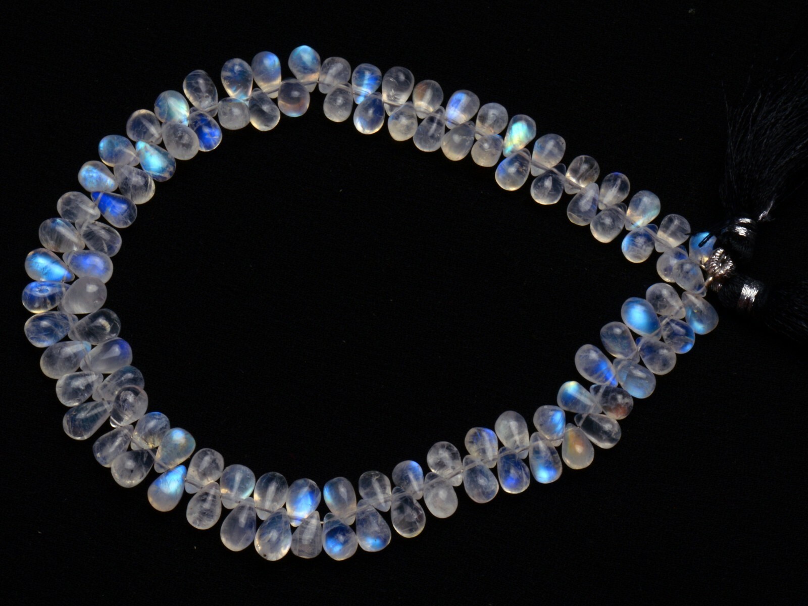 Natural Gem Rainbow Moonstone 8x5mm Approx Size Teardrop Shape Smooth Beads 10″