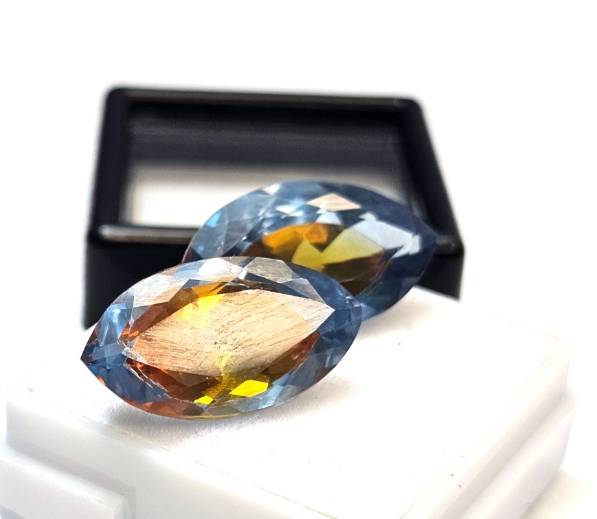 Pitambari Sapphire Natural Marquise Cut 18-19 Ct Certified Pair Gemstone FR-019