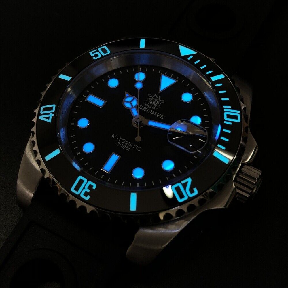 Steeldive SD1953 Black Sub 300M Automatic Dive Watch Sapphire NH35 24 Jewels