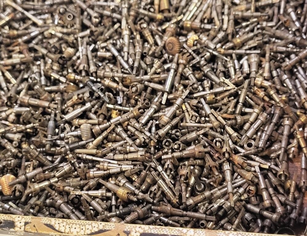 Cigar box of American Pocket watch stems, crowns, sleeves 1,000’s of pieces #2