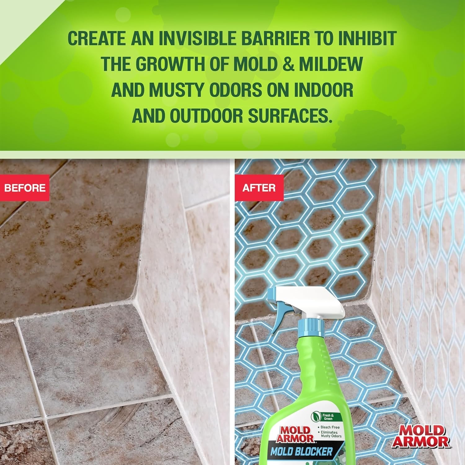 Eco-Friendly Mold Blocker, 32 oz Spray – Antimicrobial for Indoor & Outdoor Use
