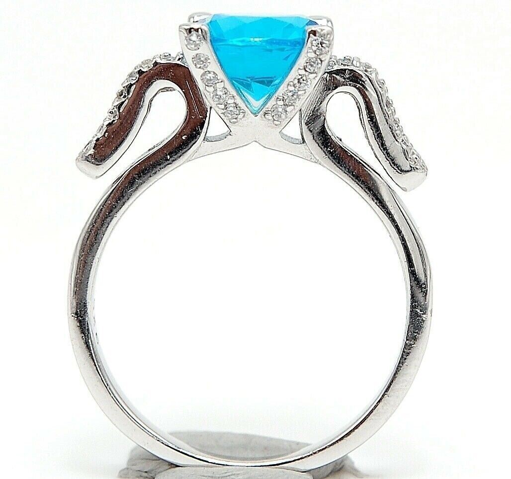 2CT Heat Treated Blue Topaz 925 Solid Sterling Silver Ring Sz 8 UB3-8