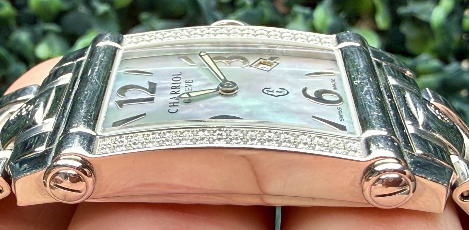 Philippe Charriol Columbus Stainless MOP Dial Diamond Bezel Quartz Watch CCSTRH