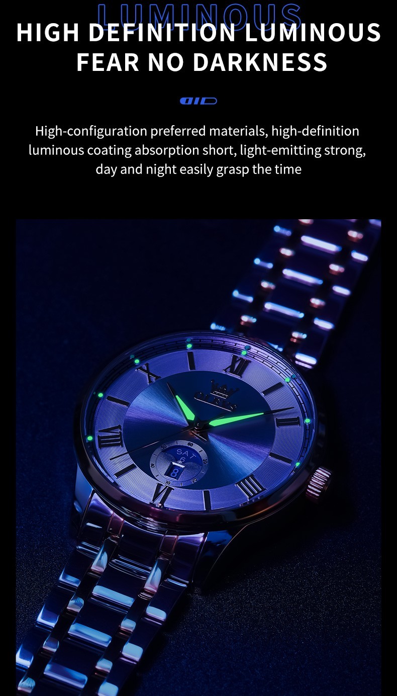 OLEVS Japan Movement Luxury Classics Male Gift Rhinestone Quartz Wristwatch 3638