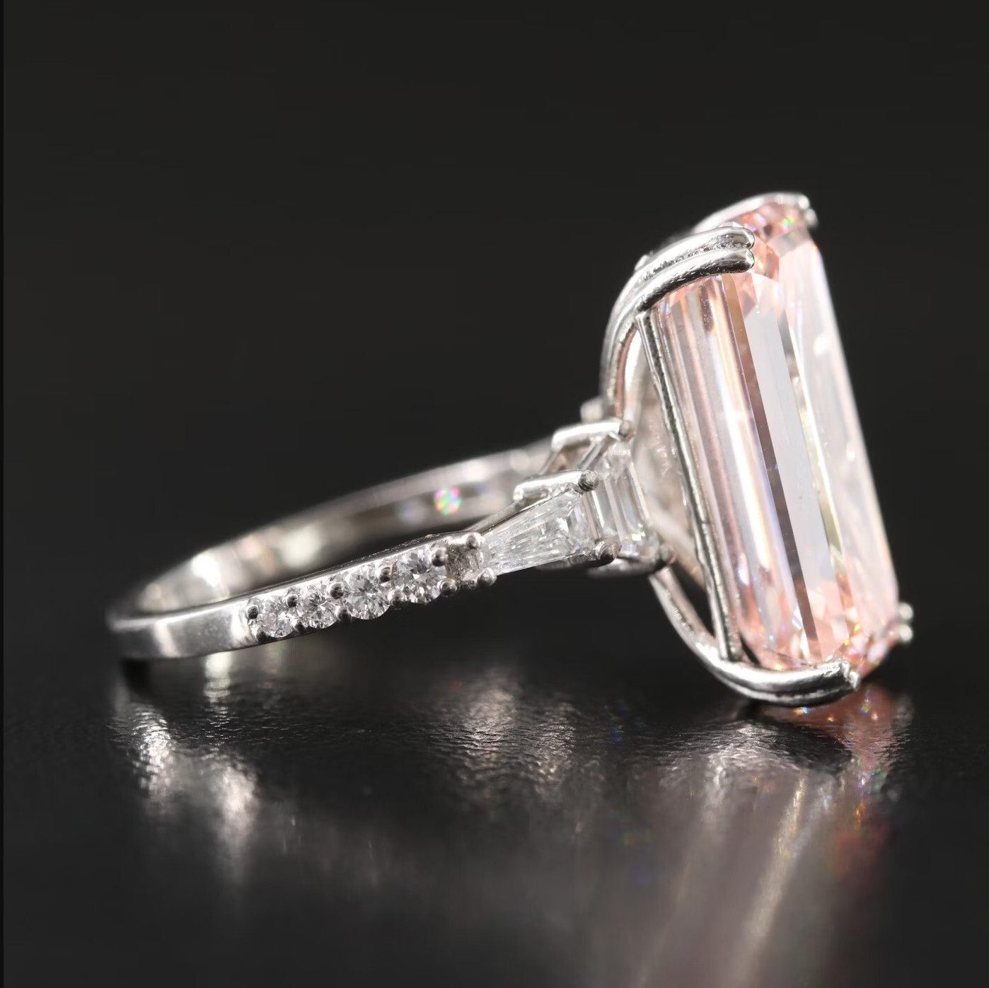 IGI Report Platinum 9.81 CTW Lab Grown Diamond Ring & Fancy Intense Pink Size 6