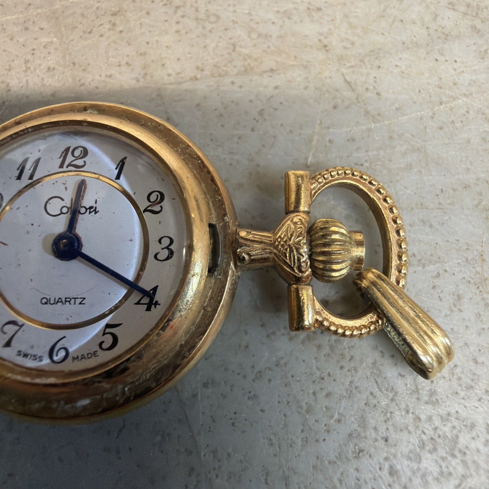 Colibri Pocket Watch Quartz Small Gold Tone Needs Battery