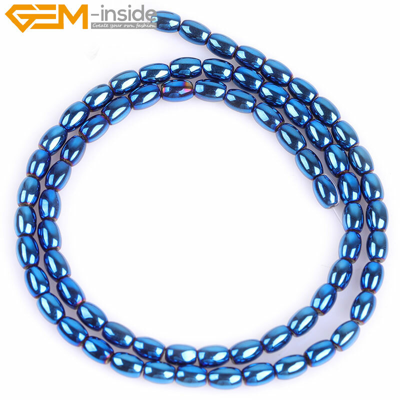 Blue Metallic Coated Hematite Spacer Beads Stone Jewelry Making Non-magnetic