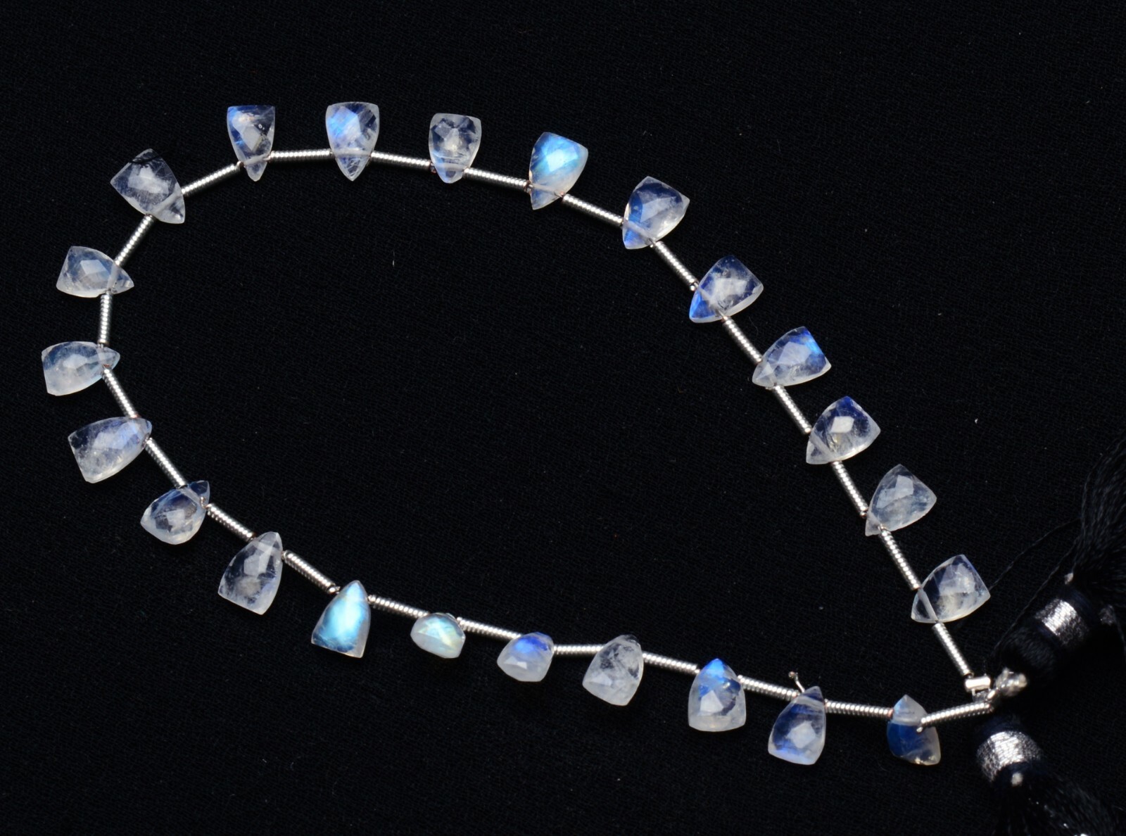 Blue Fire Rainbow Moonstone 7x5mm Size Faceted Fancy Shape Briolette Beads 8.5″