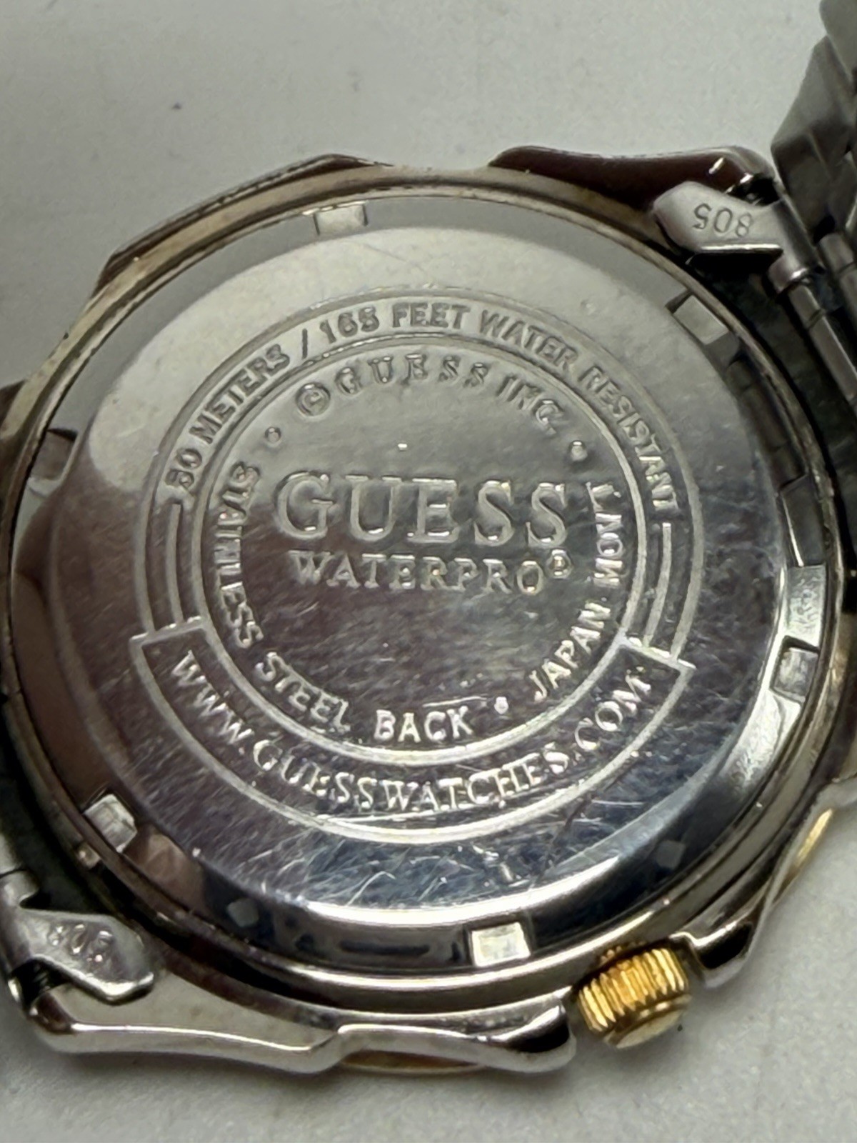 Guess Waterpro Mens Watch Green Dial Moon Phase New Battery 38MM 7.25″