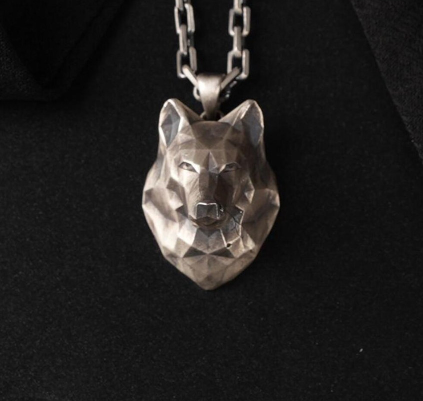 Unique Wolf Head Cut Pendant 925 Sterling Silver For Unisex Pendant Necklace