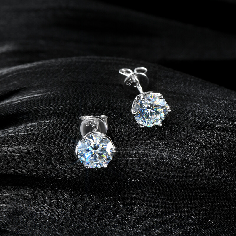 Moissanite Earrings Women Girls Stud Earrings Sterling Silver 3mm/4mm/5mm/6.5mm