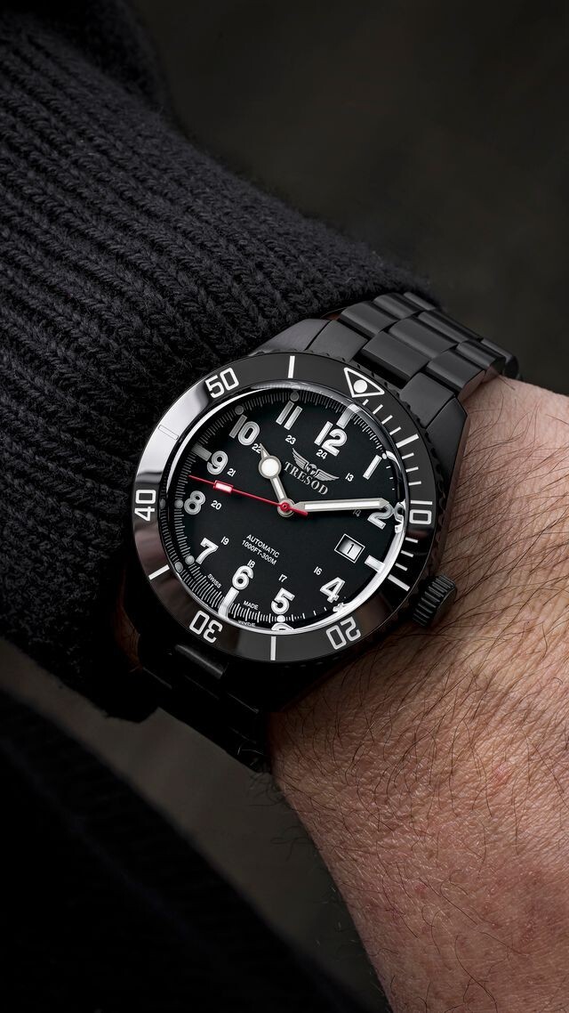 Tresod Ocean Master SWISS MADE SW200 Automatic Black Dial Ceramic Bezel Watch