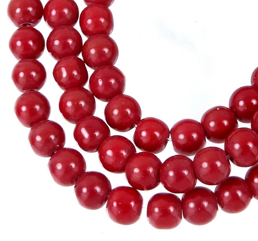 50 Opaque Red Glass Round / Rocaille Beads 6mm
