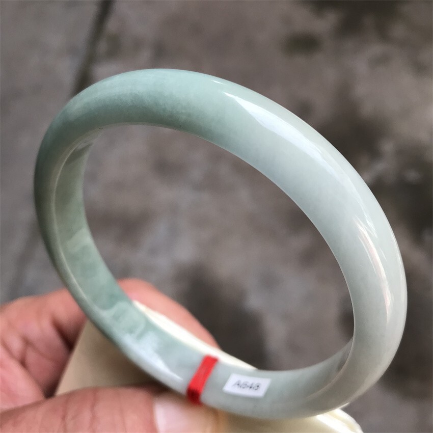 63.5mm Natural Ice Green Myanmar Jadeite Bracelet Emerald Jade Bracelet Bangle