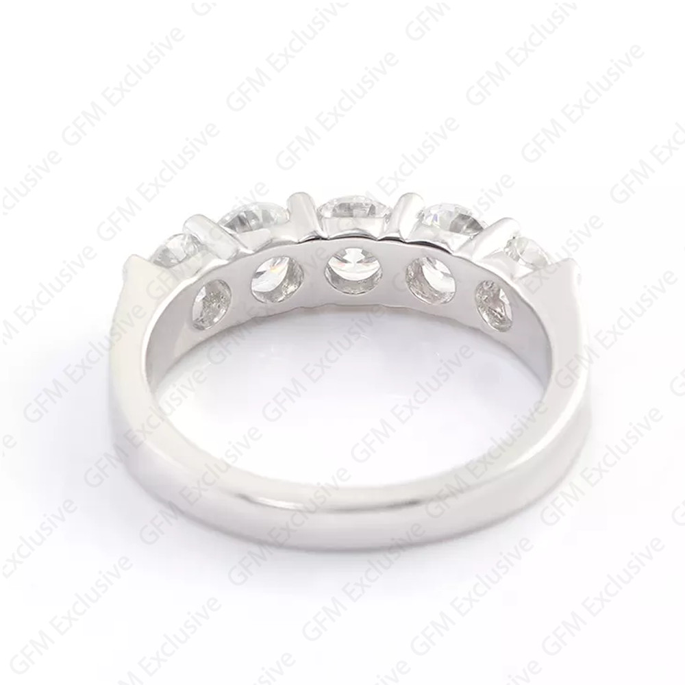 4mm Round Lab-Created Moissanite Wedding Half Eternity Band White Gold Plated