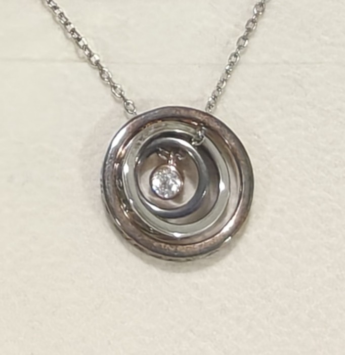 Vintage Sterling Silver Mom Sentiment Necklace | S925 Triple Ring Pendant