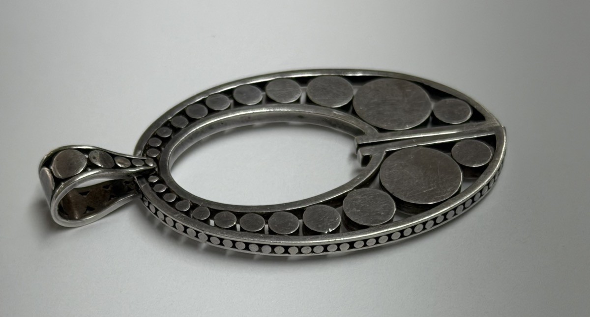 John Hardy Large Heavy Oval .925 Sterling Silver Pendant 24.9G