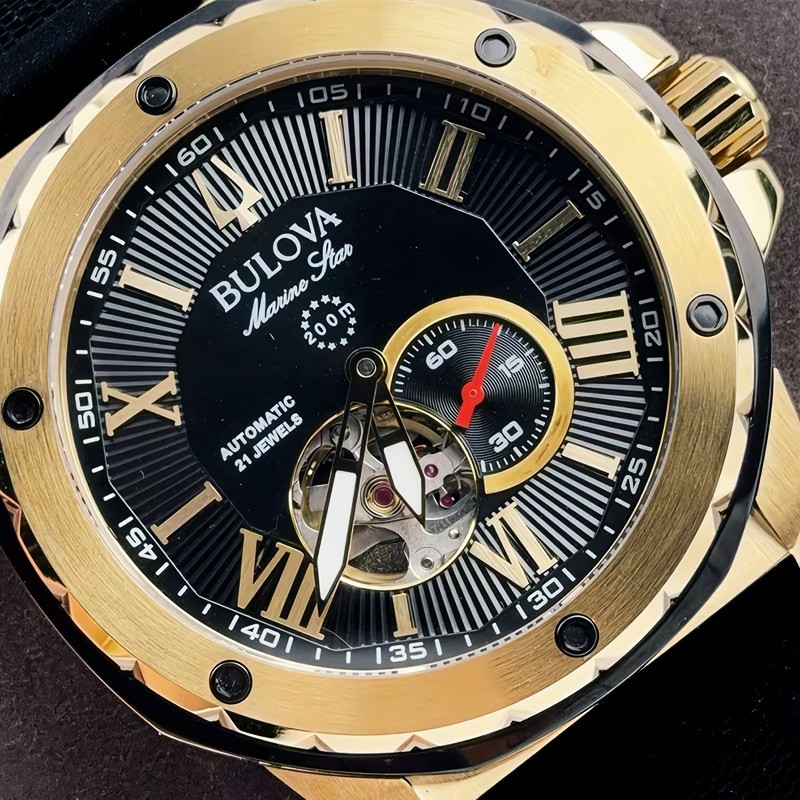 Bulova Marine Star Series A Automatic Men’s Watch Black Dial Rubber Strap 98A272