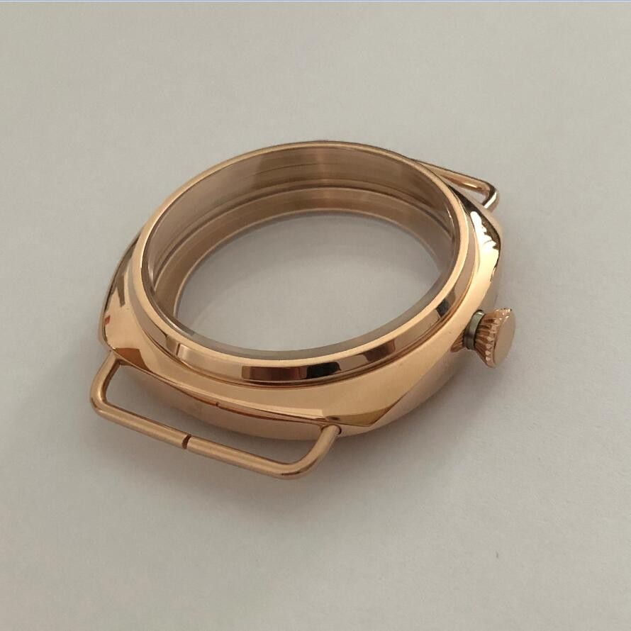 45mm 316 Steel 18K Gold Plated Watch Case For ETA6497/6498 ST3600/3621 Movement