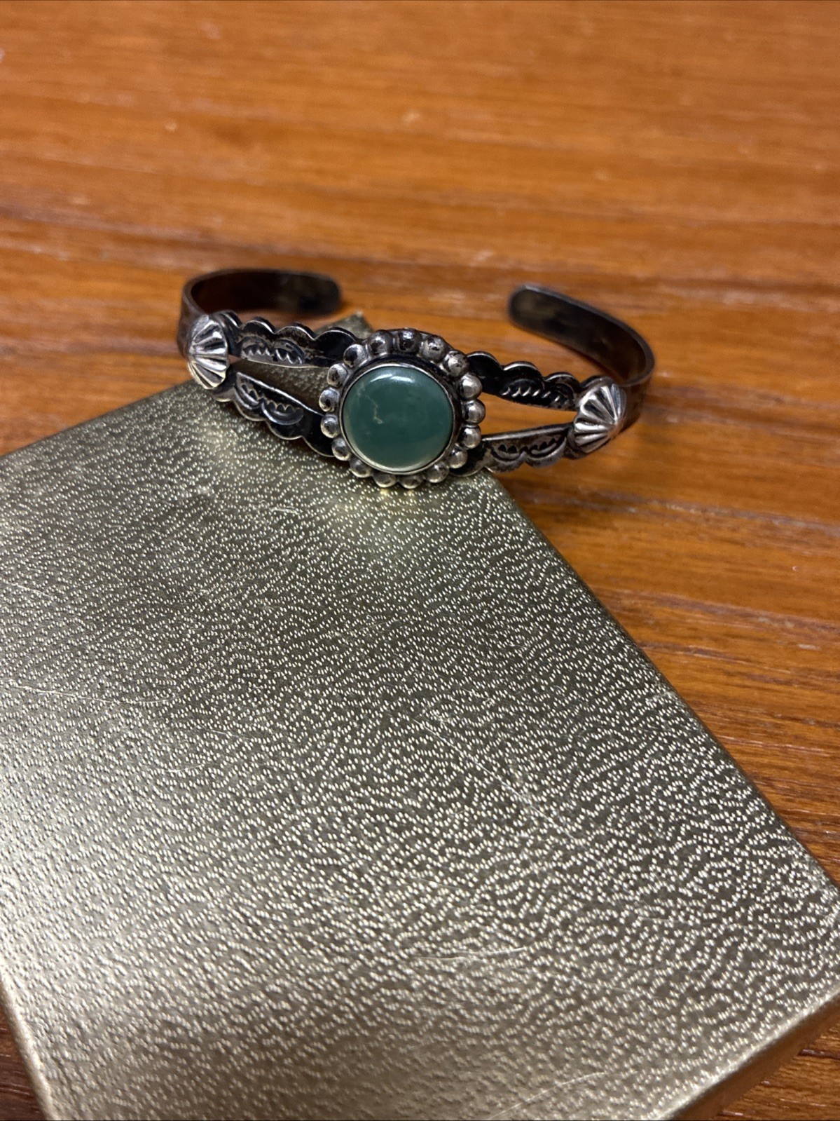 Vintage Silver Fred Harvey Turquoise Cuff Bracelet. Sterling Silver Turquoise