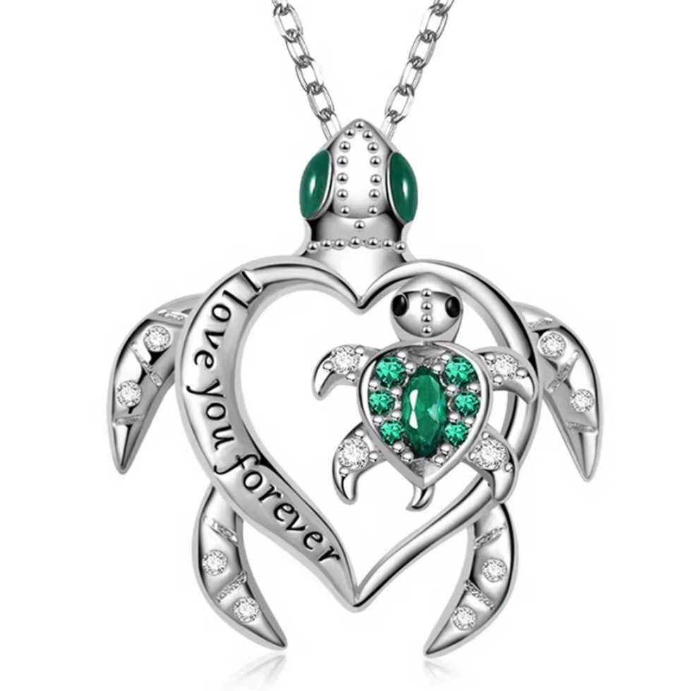 Elegant 925 Sterling Silver Charms Sea Turtle Fashion Jewelry Pendant Necklace