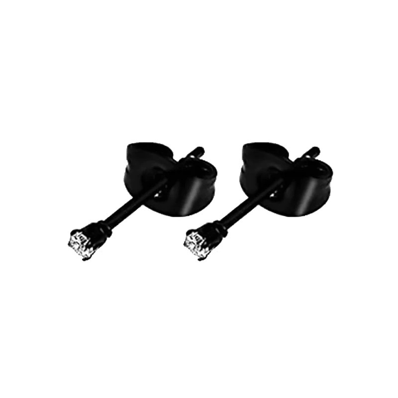 Black Punk Stainless Steel Stud Earrings Round Vintage Piercing Black Jewelry