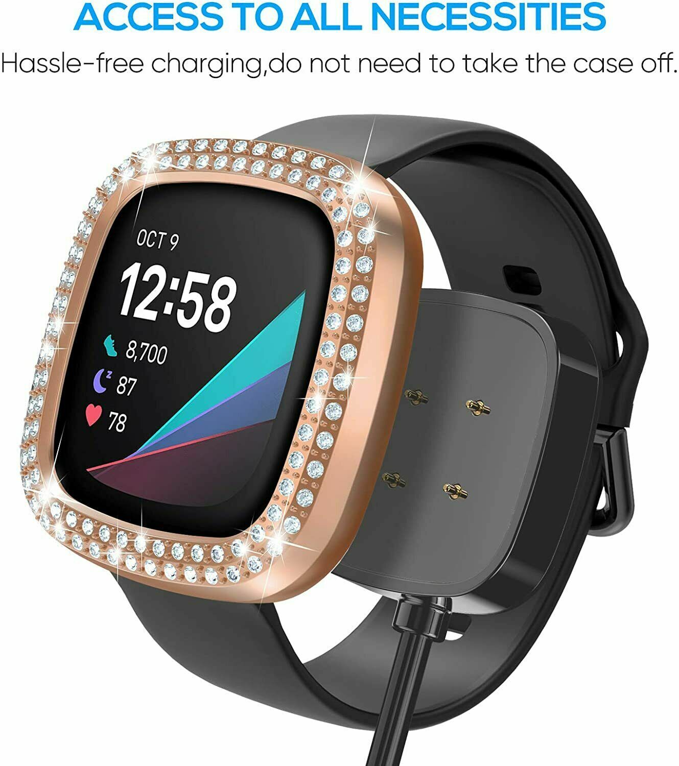 For Fitbit Versa 3 4 Sense2 watch Bling Protector Case Cover Bumper Screen Frame