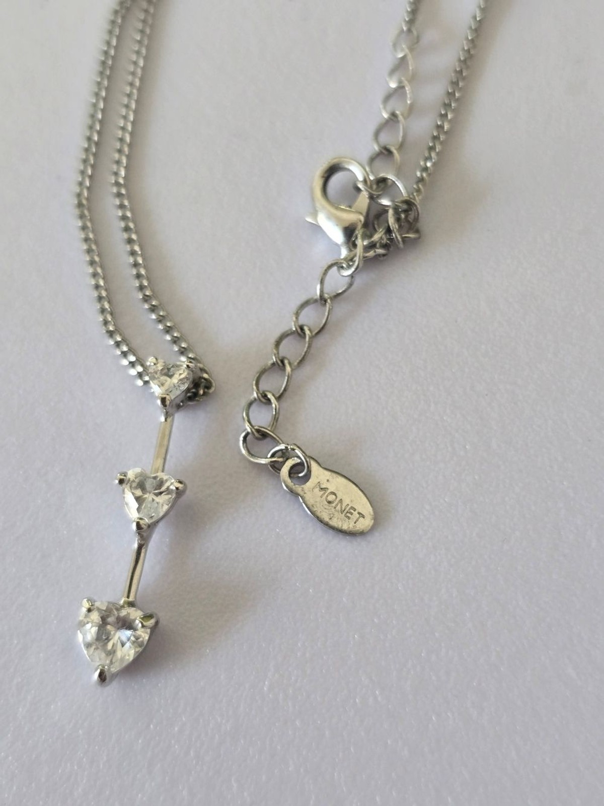Vintage Monet Silver Tone 3 Piece Jewelry Set Necklace Clip On Earrings Bracelet