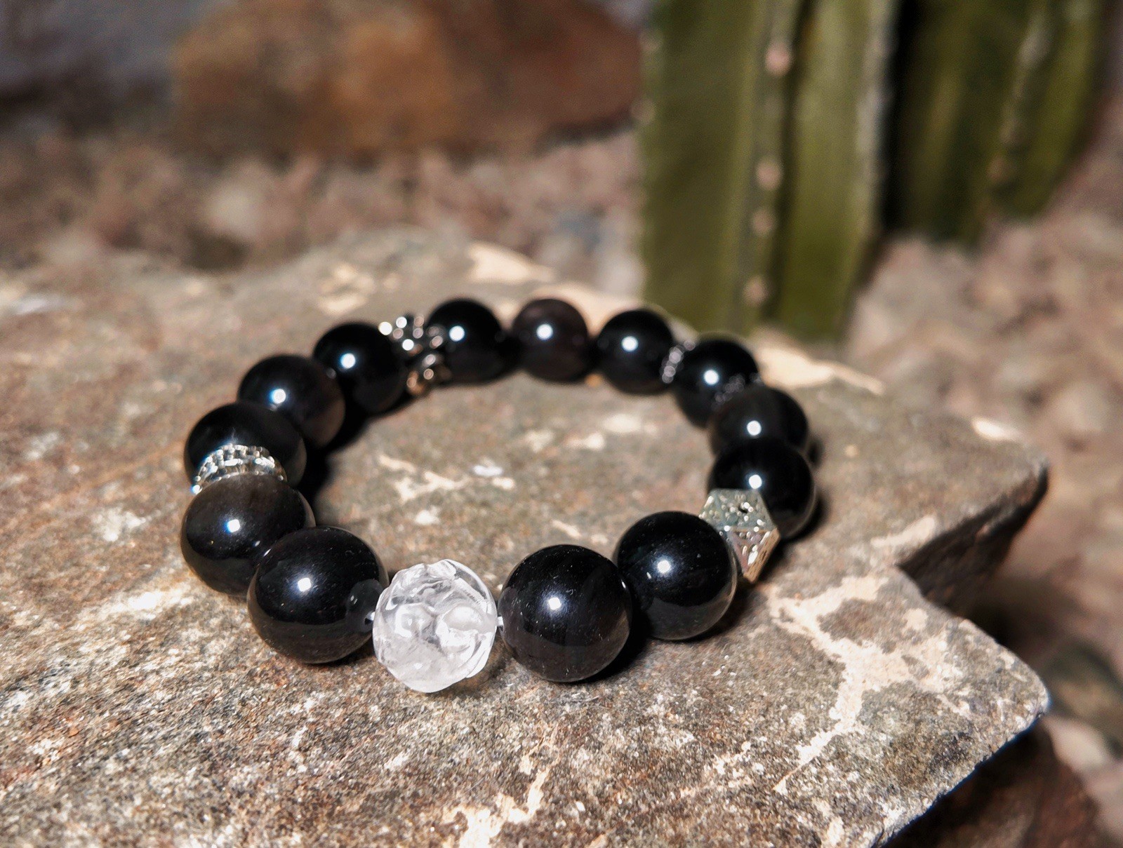 Handmade Natural Black Obsidian Bracelet – Protection, Grounding & Strength