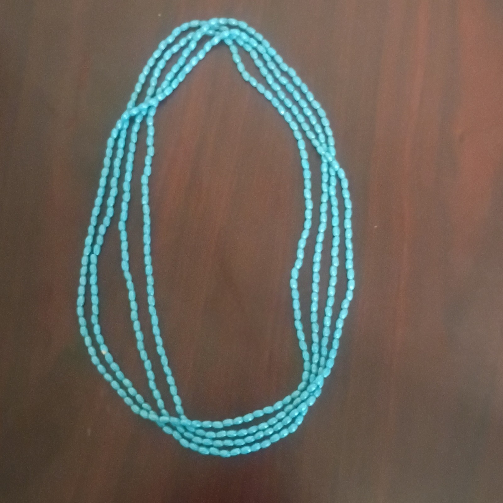 Lot of 2 Blue Statement Beaded Necklaces Multi-Strand & Chip Bead Lobster