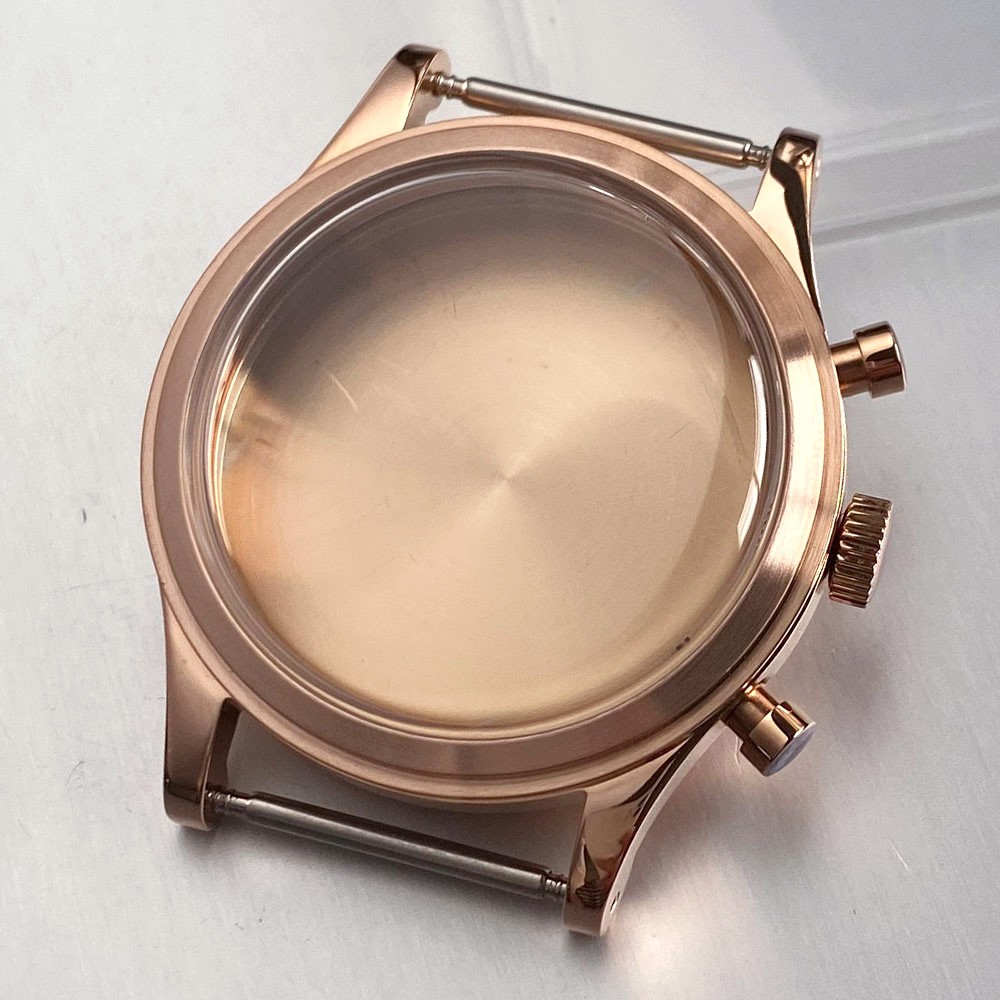 38mm Retro Stainless Steel Watch Case Dial For Miyota OS20 Chronograph Quartz
