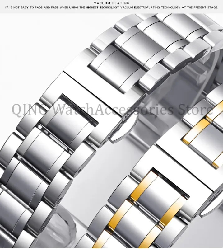 12-24mm Solid Stainless Steel Watch Band Strap Flat Arc End Butterfly Clasp Univ