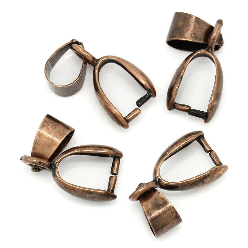 Sexy Sparkles 10 Pcs Copper Pinch Clip Bail Beads Findings Antique Copper Color