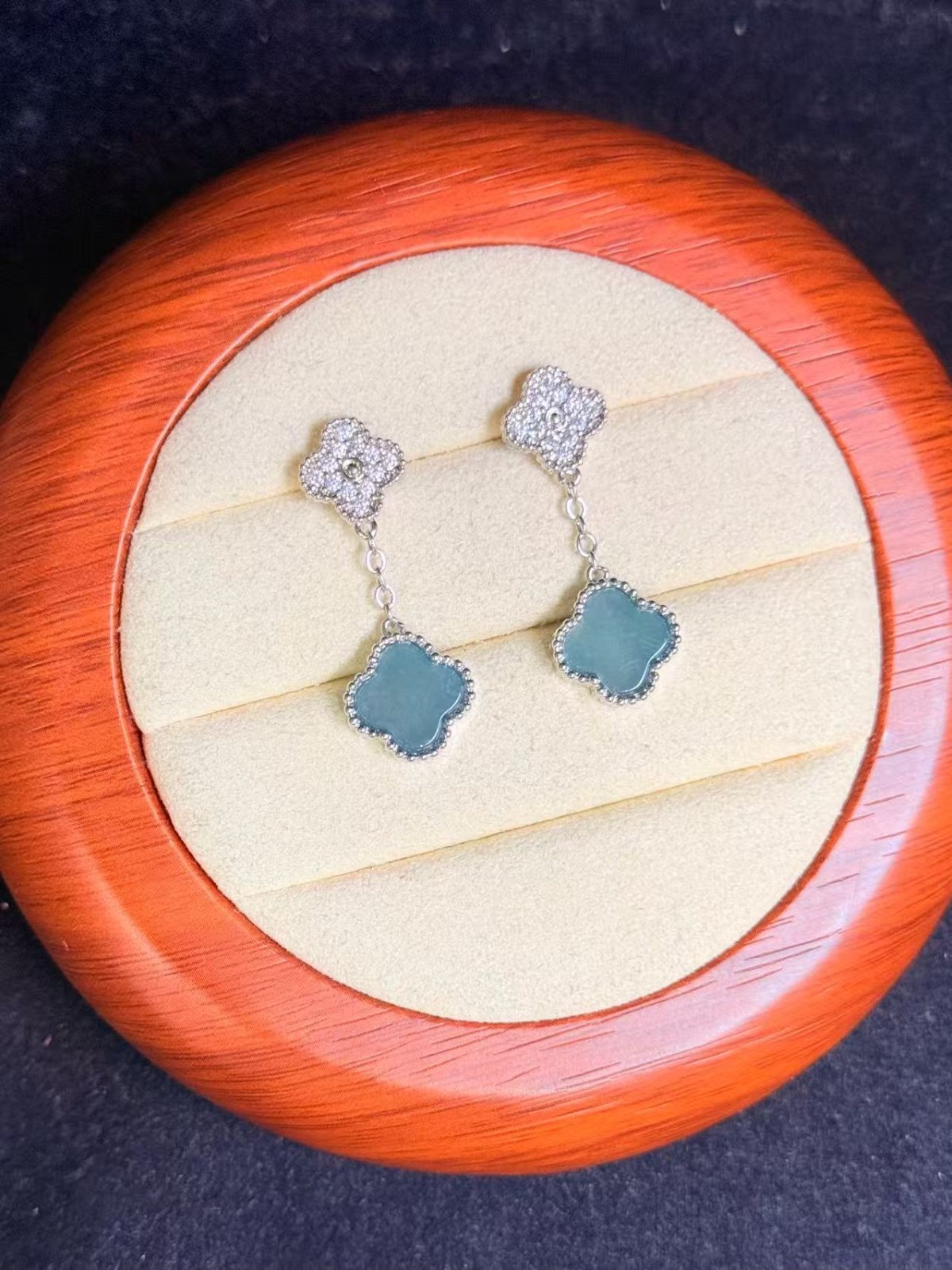 Nice 100% Natural sky blue jadeite stud earrings