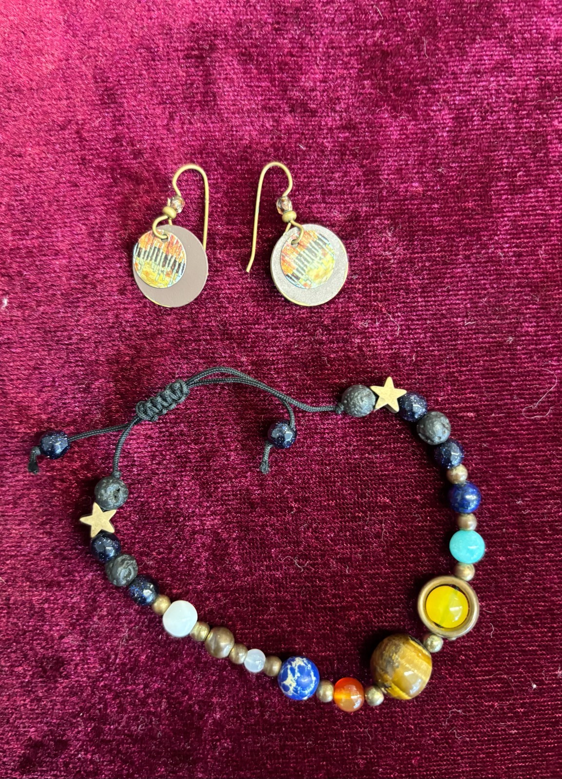 Boho Jewlery Set Beaded Bracelet Birch Grove Earrings Stars Costume As Pictured